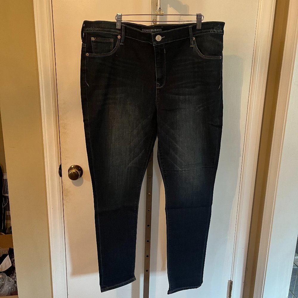 Express Womens Legging Jeans Mid-Rise Blue Stretch Denim Size 18R NEW